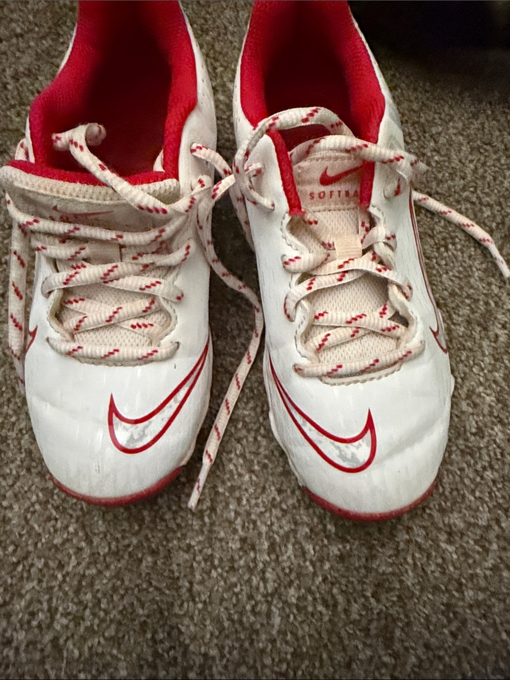 Nike Kids White and Red Athletic Sneakers